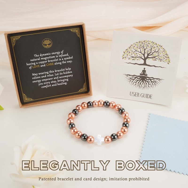 PEALICIOUS Copper Bracelets for Women and Men, Magnetic Bracelets for Women and Men with 3500 Gauss Magnetic Beads Cooper Christian Jewelry Pulsera de Cobre Para Hombres Copper Jewelry Valentines Day Gifts for Him and Her - Image 3